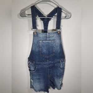 FB Sister Denim Short Overalls Small